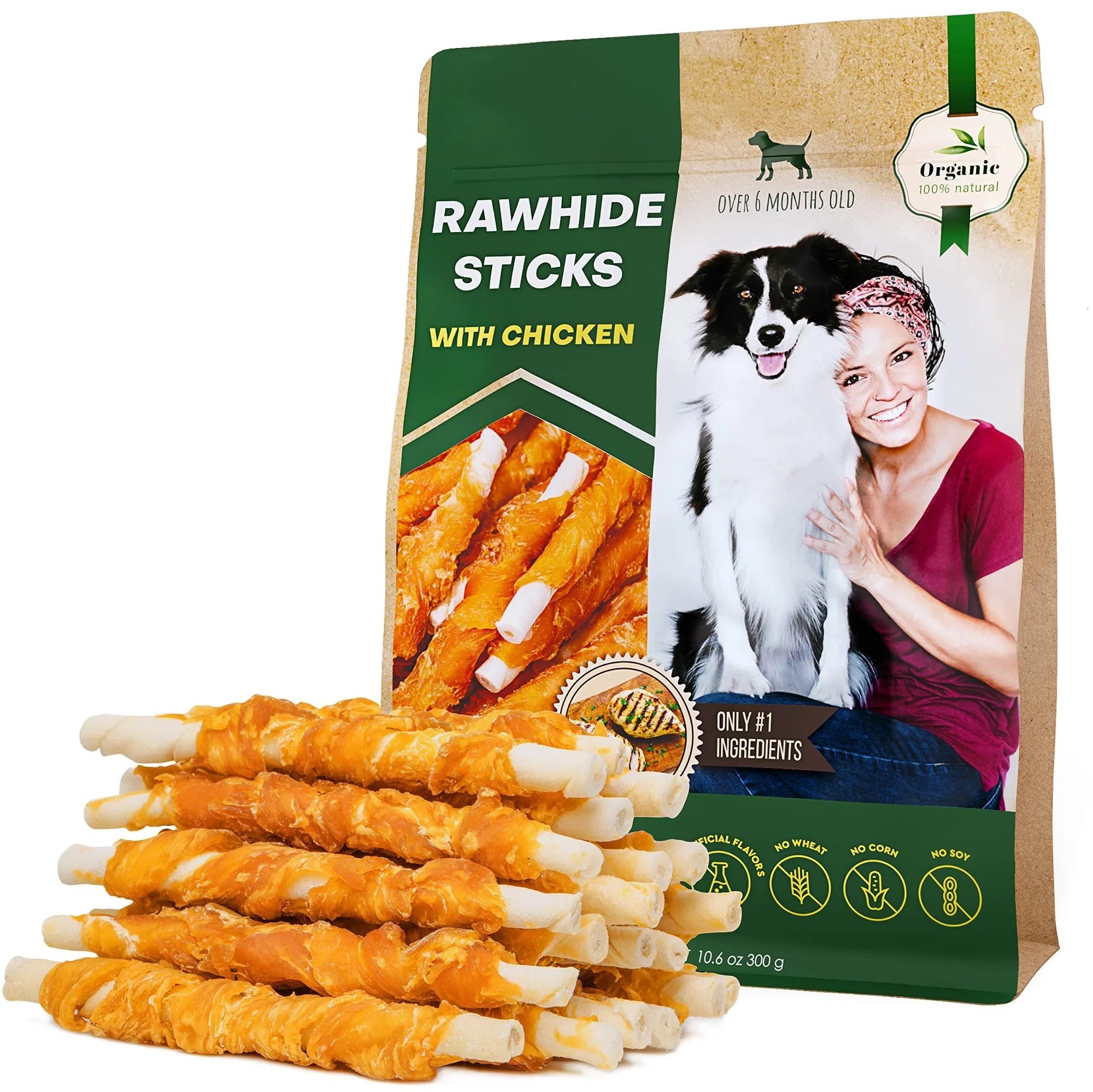 Dog Sticks Wrapped with Chicken – Grain-Free Organic Chew Treats, Human-Grade Meat Snacks for Training (Bulk Pack)