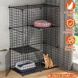 DIY Indoor Cat Cage & Small Pet Playpen – 3-Door, 3-Tier Detachable House for Kittens, Puppies & Rabbits