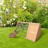 Wooden A-Frame Outdoor Rabbit Cage – Small Animal Hutch with Ramp, Weather-Resistant Roof & Secure Enclosure for Rabbits & Guinea Pigs