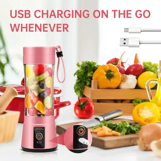 Portable Blender Cup,Electric USB Juicer Blender,Mini Blender Portable Blender For Shakes and Smoothies, juice,380ml, Six Blades Great for Mixing，Pink，Black，Purple - PulinGO