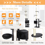 PawHut Adjustable Height Floor-to-Ceiling Vertical Cat Tree – Dark Grey
