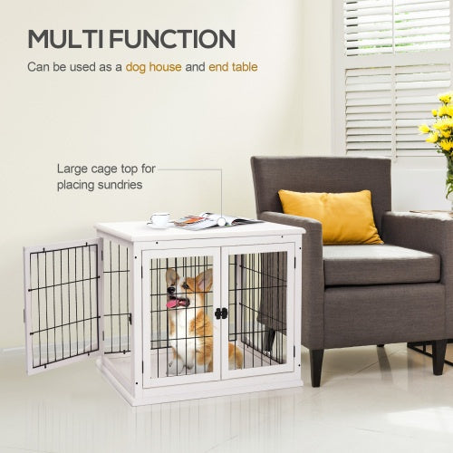 Stylish Small Kennel End Table with Double Entrances & Lockable Door