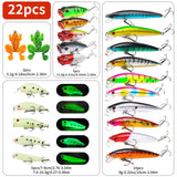 22-Piece Fishing Lure Set - Mixed Hard Bait Kit with Popper, Minnow, Frog & VIB for Bass Fishing