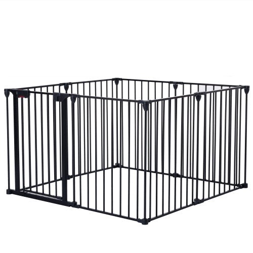 200" Adjustable Safety Gate – 8-Panel Metal Play Yard & Door Gate, Configurable Freestanding Barrier for Stairs, Fireplaces, Pets & Christmas Trees