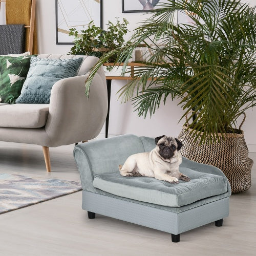 Luxury Small Dog Bed – Plush Sofa-Style Pet Couch with Hidden Storage, Washable Cushion & Non-Slip Base