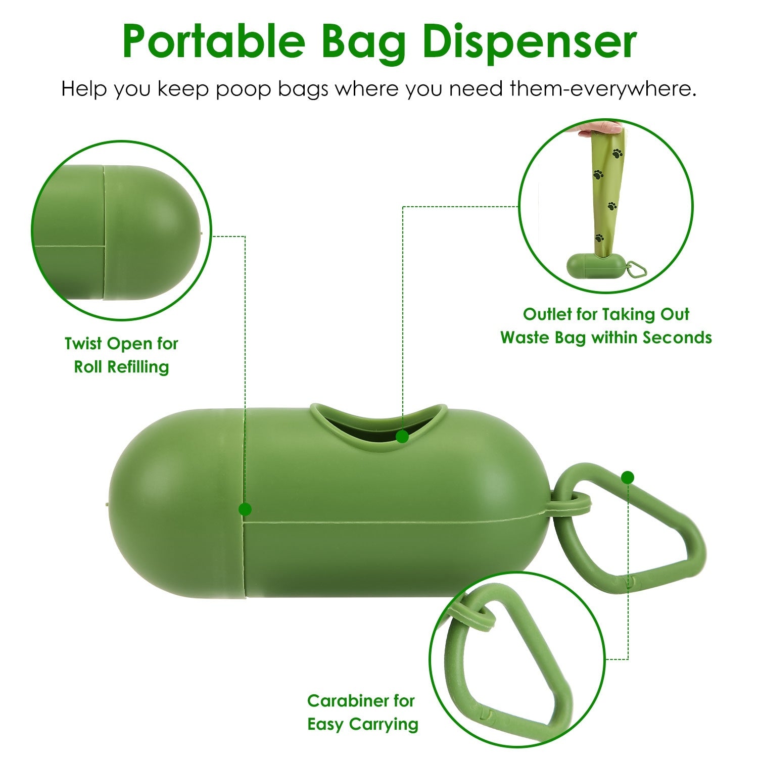 Heavy-Duty Pooper Scooper Kit – Extra-Long Rake & Swivel Bin with 35 Waste Bags & Dispenser