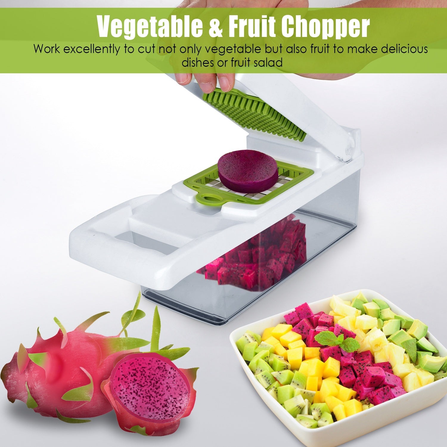 12-in-1 Vegetable Chopper with Container – Multifunctional Slicer, Dicer, Grater, Peeler & Kitchen Tool Set