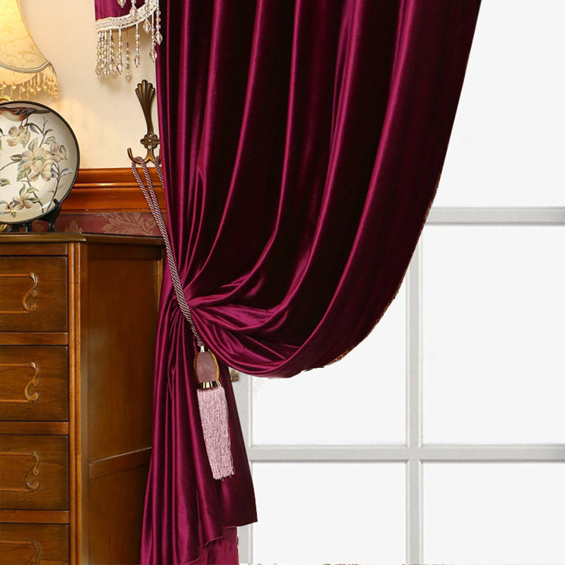Luxury Festive Red Velvet Water‑Wave Blackout Curtains – 2‑Panel Set for Bedroom, Living Room & Wedding Décor