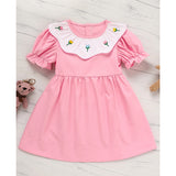 Toddler Baby Girl Spring Tulip Smocked Short Sleeve Dress with Lovely Tulip Embroidery – Princess Outfit