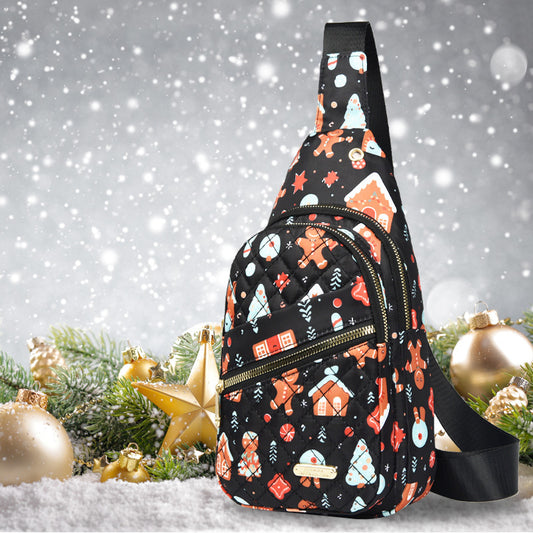 Christmas Holiday Chest Bag 🎄 Festive Crossbody Sling Bag for Travel, Gifts & Parties