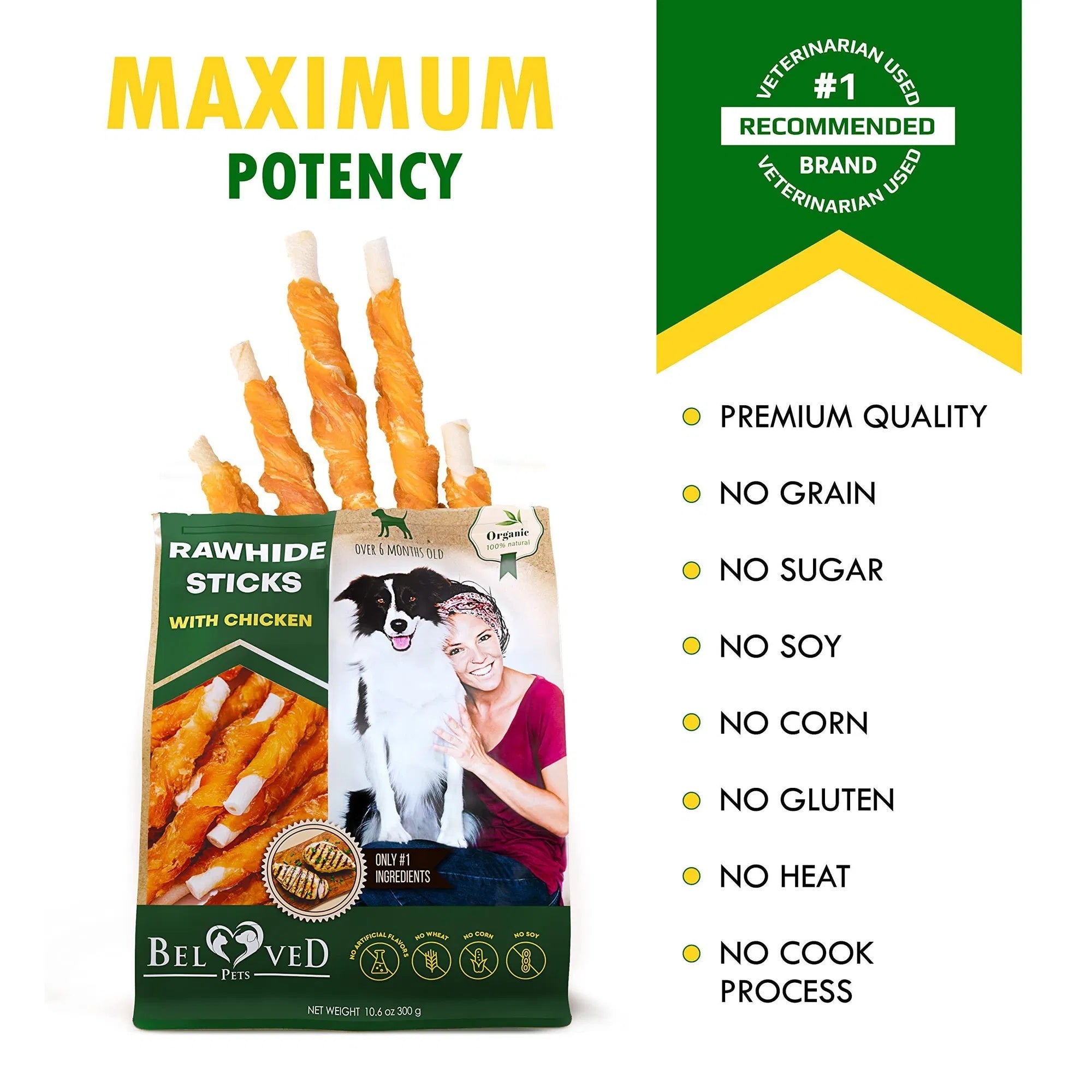 Dog Sticks Wrapped with Chicken – Grain-Free Organic Chew Treats, Human-Grade Meat Snacks for Training (Bulk Pack)