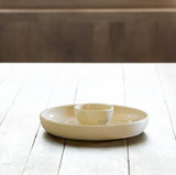 Handcrafted Ceramic Chip & Dip Bowl – Elegant Snack Serving Dish with Dip Compartment