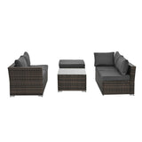 4-Piece Outdoor PE Wicker Furniture Set – Corner Sofas, Ottoman & Tempered Glass Coffee Table