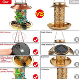 Solar Bird Feeder with Lantern Design – Hanging Metal Outdoor Bird Feeder with S-Hook, Solar Garden Light & Gift for Bird Lovers