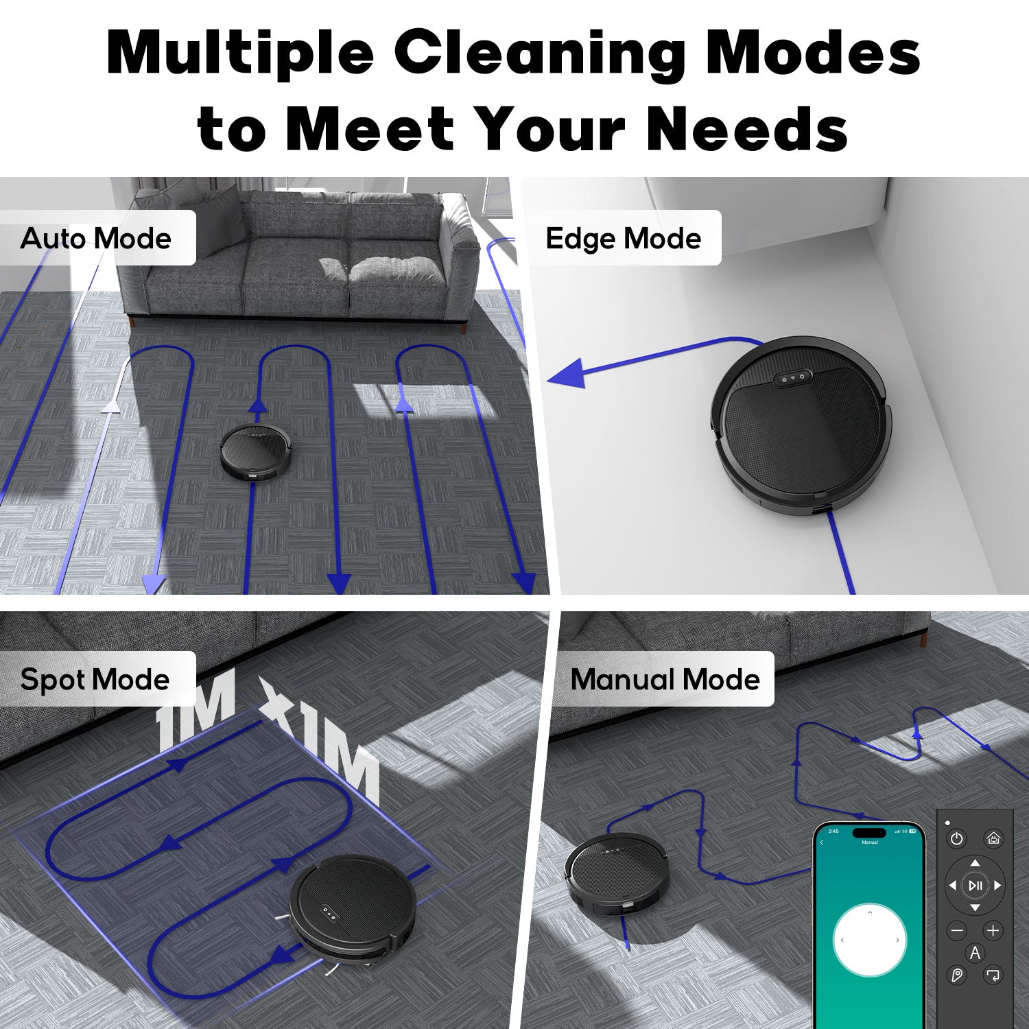 3-in-1 Robot Vacuum and Mop with Powerful Suction & Long Runtime