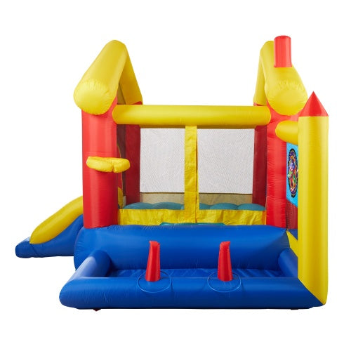 8‑in‑1 Inflatable Bounce House – Kids Play Center with Blower, Basketball Hoop, Ocean Balls, Ring Toss & Sticky Ball Game