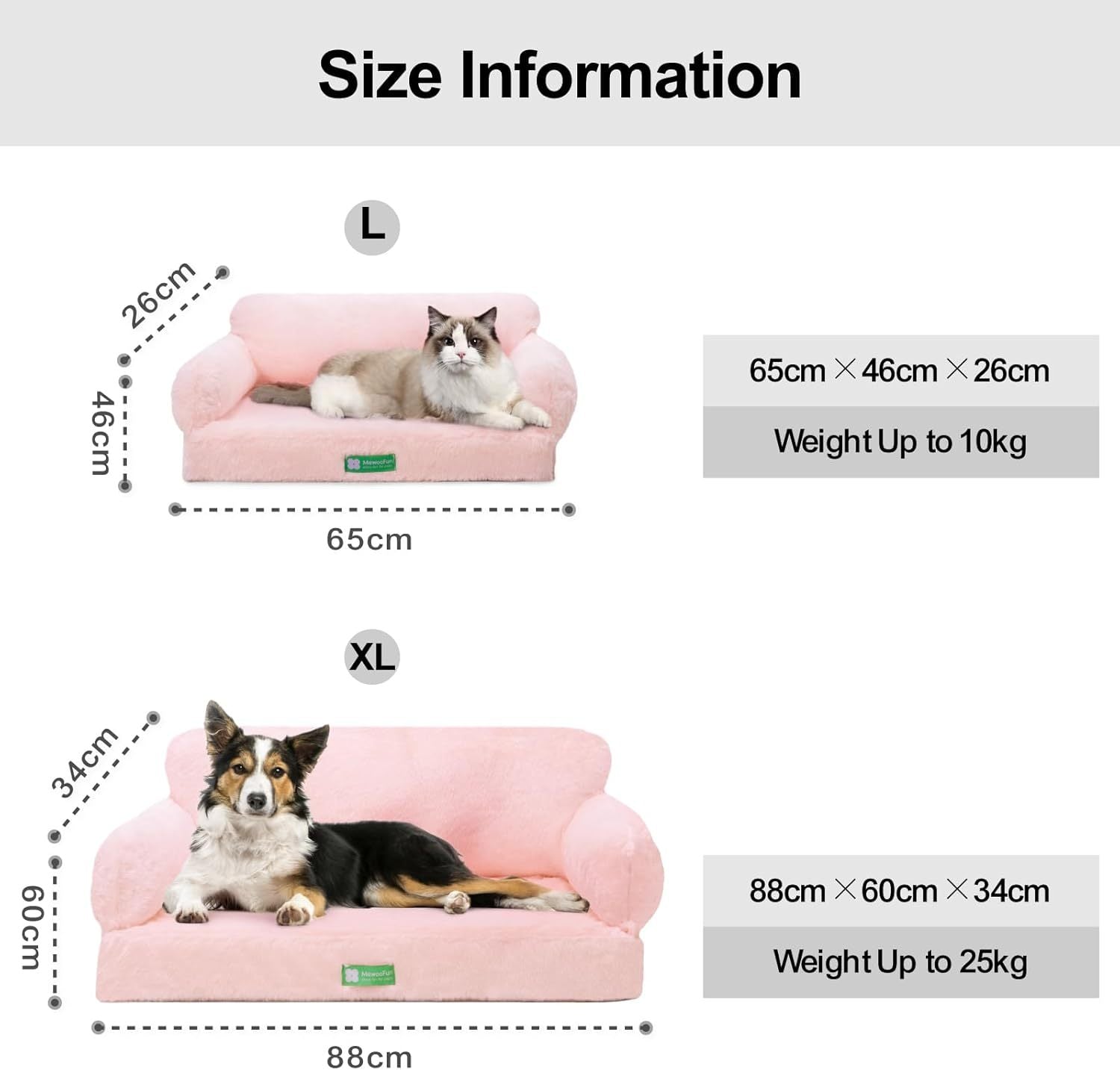 Mewoofun Fluffy Cat Sofa Bed – Large 65×46cm Cloud Design Couch with Anti-Slip Bottom & Winter Warmth