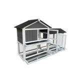 Wooden Outdoor Rabbit Hutch with Detachable Pallet Ramp & Walking Cage – Weatherproof Small Animal House for Rabbits, Guinea Pigs & Ferrets