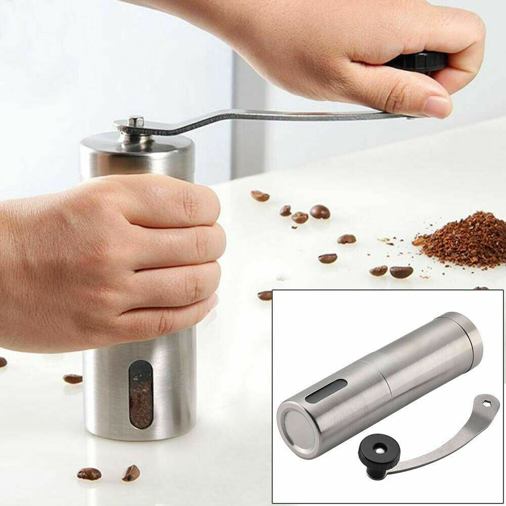 Hand Crank Pepper & Coffee Grinder – Stainless Steel Conical Burr Mill with Manual Crank, Adjustable Grind Settings, Portable Design