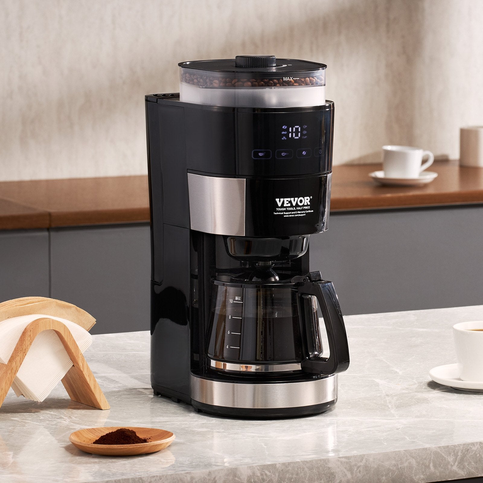 Vevor 10-Cup Drip Coffee Maker ☕ Programmable Coffee Machine with 3 Brew Strength Control – Home & Office