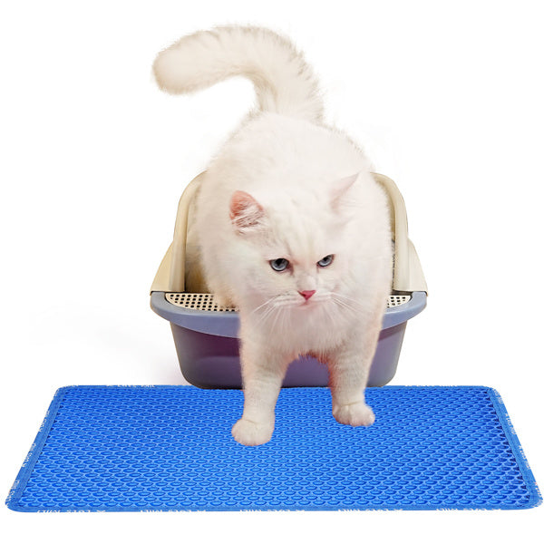 Double-Layer Rice-Shaped Cat Litter Pad – Waterproof EVA Non-Slip Mat for Trapping Litter & Easy Cleaning