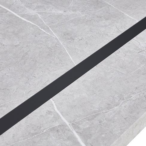 Modern 55-Inch Dining Table – Rectangular Gray MDF Top with Metal Frame, Easy Assembly for 4 People