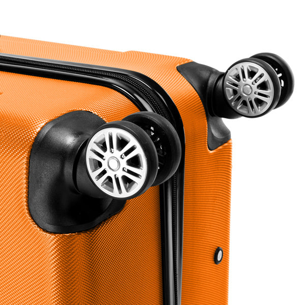3-in-1 ABS Hard Shell Luggage Set – Lightweight Spinner Suitcases (20", 24", 28") – Orange
