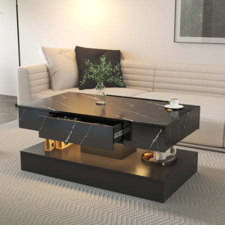 Modern High Gloss Coffee Table with RGB LED Lights & Remote Control