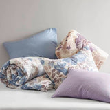 Floral Comforter Set with Bed Sheets – Queen Size, Blue Floral Design