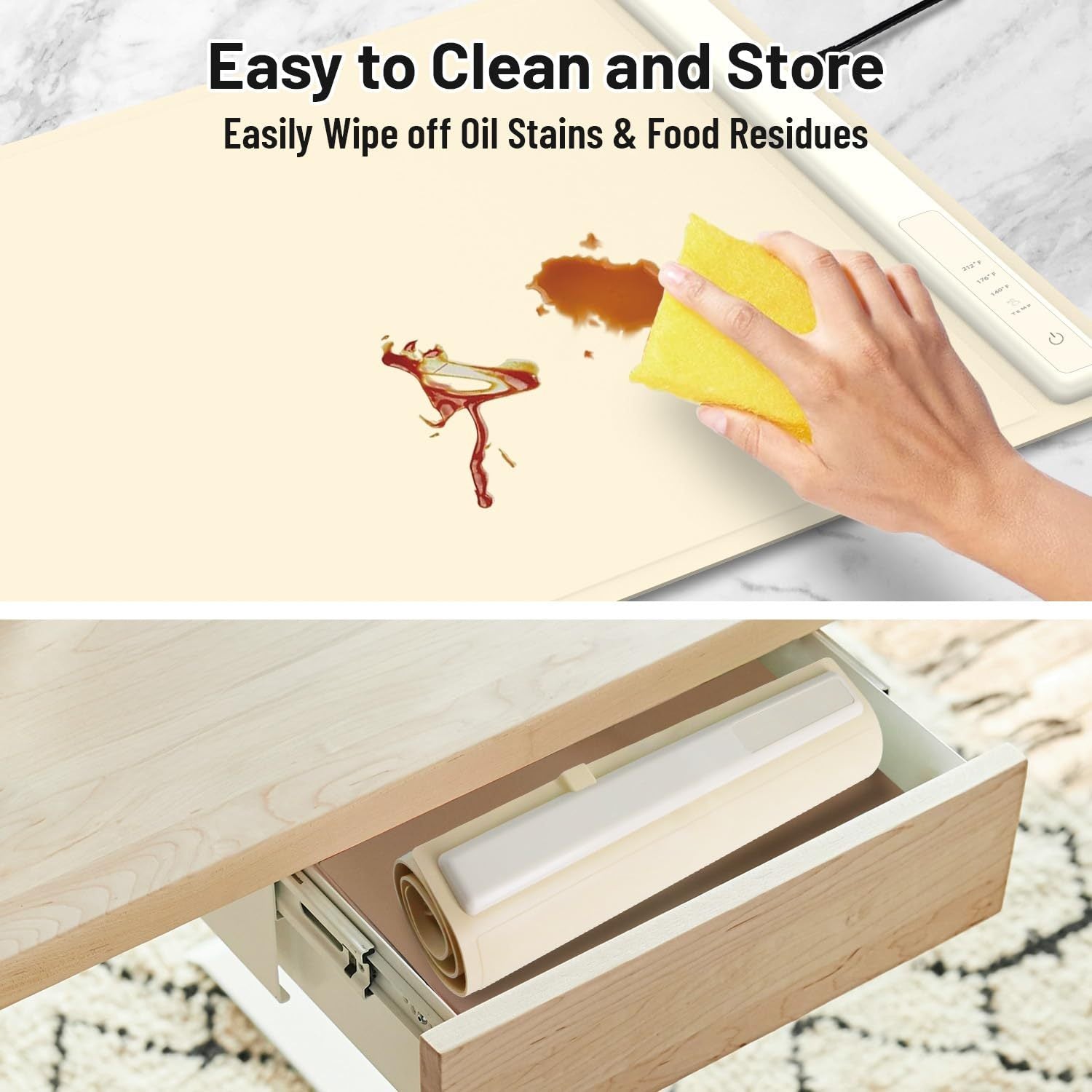 Foldable Electric Food Warming Mat - Silicone Heating Tray with 3 Temperature Settings for Buffets & Parties