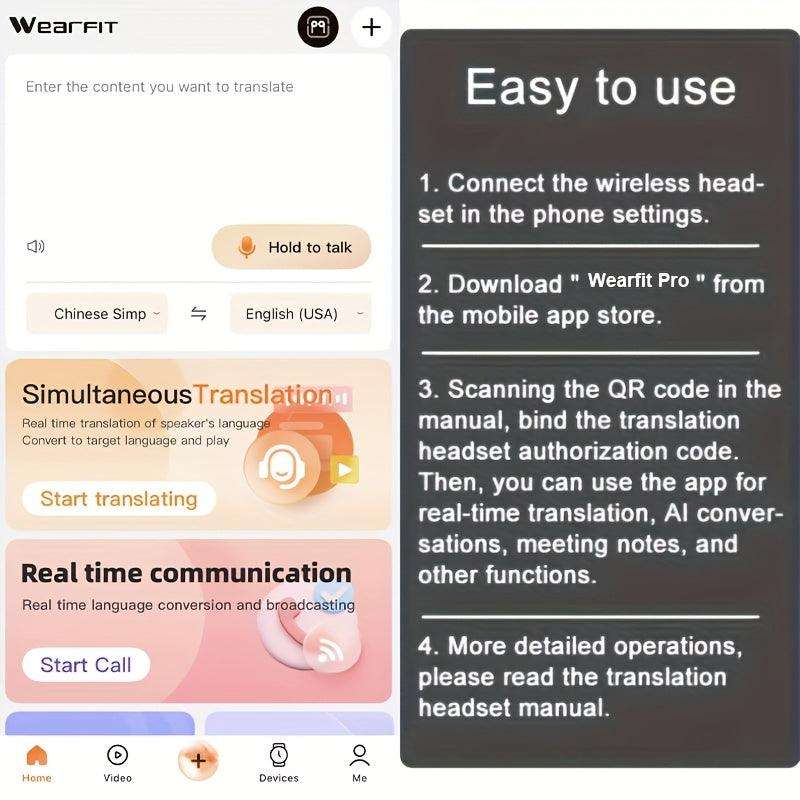 Real-Time Languages Smart AI Translation Earbuds - Translate In Real-Time, Providing Precise Simultaneous Interpretation to Eliminate Language Obstacles for Seamless Business Trips, Social Interactions, Education, Work, And C - PulinGO