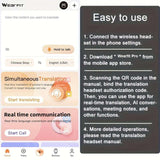 Real-Time Languages Smart AI Translation Earbuds - Translate In Real-Time, Providing Precise Simultaneous Interpretation to Eliminate Language Obstacles for Seamless Business Trips, Social Interactions, Education, Work, And C - PulinGO