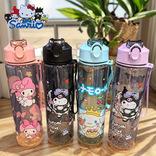 Kuromi Transparent Sports Water Bottle 800 ml – Leak-Proof Pop-Up Lid & Shatter-Resistant Design