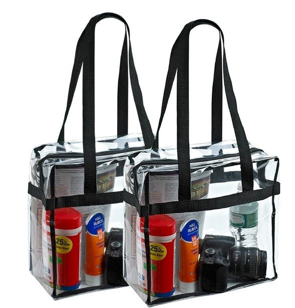 2-Pack Clear PVC Tote Bags 👜 Large Transparent Handbag with Zipper – Stadium Security Approved