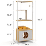 Cat Apartment with Feeding Station & Climbing Platform – Multi-Functional Indoor Pet Furniture with Condo, Scratch Posts & Elevated Bowls