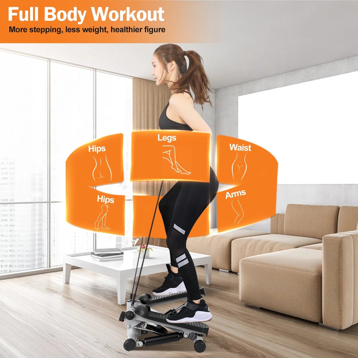 Mini Fitness Stepper for Women with LCD Monitor & Resistance Bands – Quiet Stair Stepper Max 330 lbs 💃🏋️‍♀️🔥