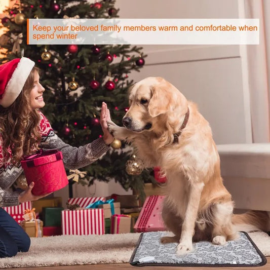 Pet Heating Pad Waterproof Electric Mat – Adjustable Warm Blanket, Gray (45 × 45 cm)