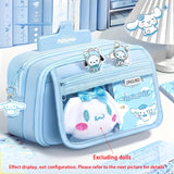 Sanrio Transparent Organizer Pencil Case – Large-Capacity Pastel Blue Storage for School, Office & Daily Essentials 🎀📦