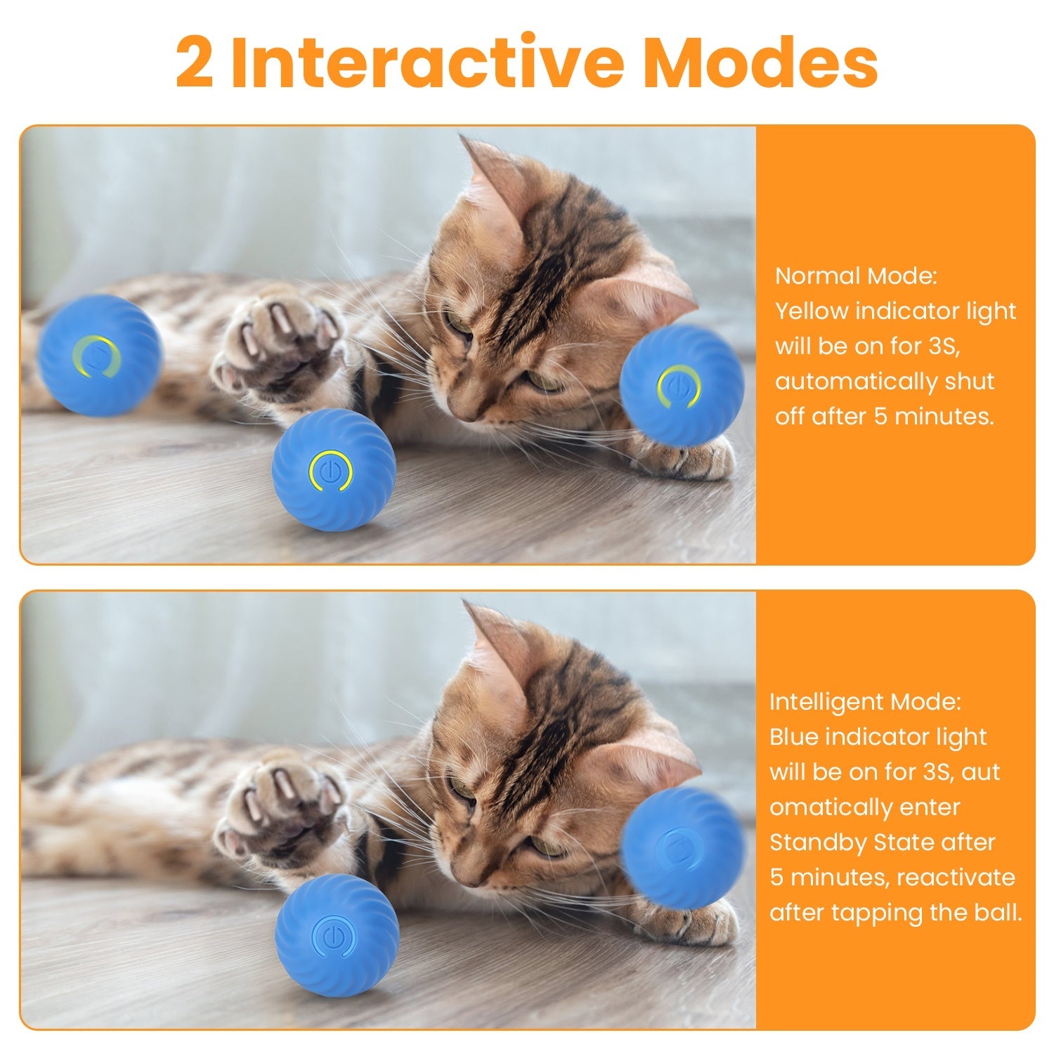 Motion-Activated Fast-Rolling Cat Toy Ball in Pouch – Rechargeable Interactive Play