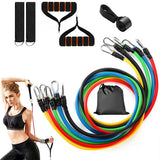 11pcs Resistance Bands Set – Fitness Workout Tubes with Handles, Door Anchor & Carry Bag for Home & Gym Training (10–100 lbs)