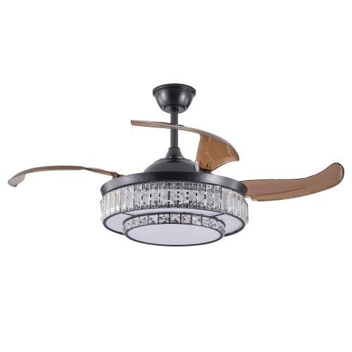 Retractable Ceiling Fan with LED Light & Remote Control