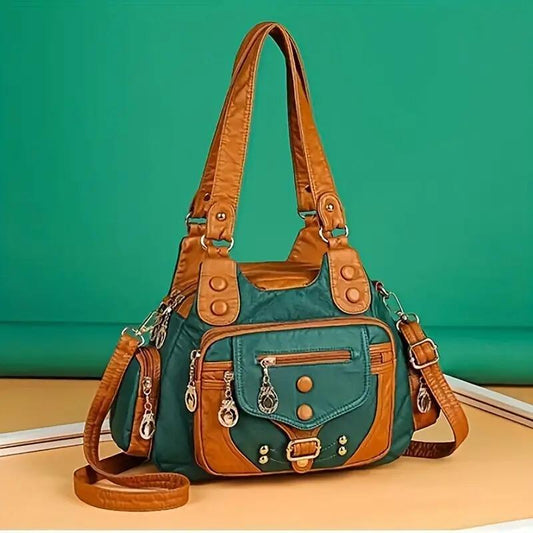 Vintage High-Quality Leather Luxury Handbag – Elegant Shoulder & Tote Bag for Women