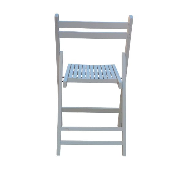 Furniture Slatted Wood Folding Special Event Chairs – Set of 4, Solid Wood, White Finish, Foldable & Versatile