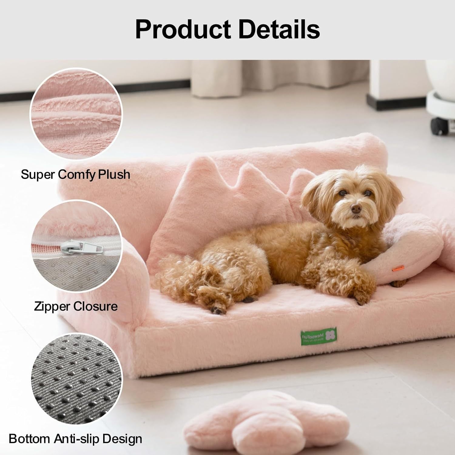 Mewoofun Fluffy Cat Sofa Bed – Large 65×46cm Cloud Design Couch with Anti-Slip Bottom & Winter Warmth