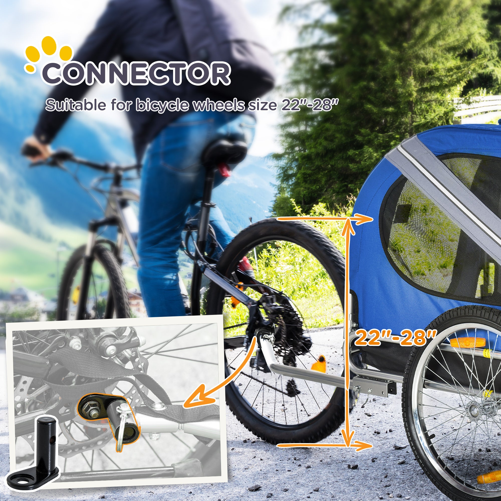 Foldable Pet Bicycle Cargo Trailer – Heavy-Duty with Ventilation Mesh & Safety Flag