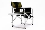 Oversized Padded Folding Chair with Side Table & Storage – Lightweight Aluminum Frame with Drink Tray and Organizer Pockets