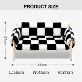 Mewoofun Raised Cat Bed – 56x45cm Sturdy Wooden Leg Sofa with Washable Cover, Soft Checkerboard Couch for Indoor Cats