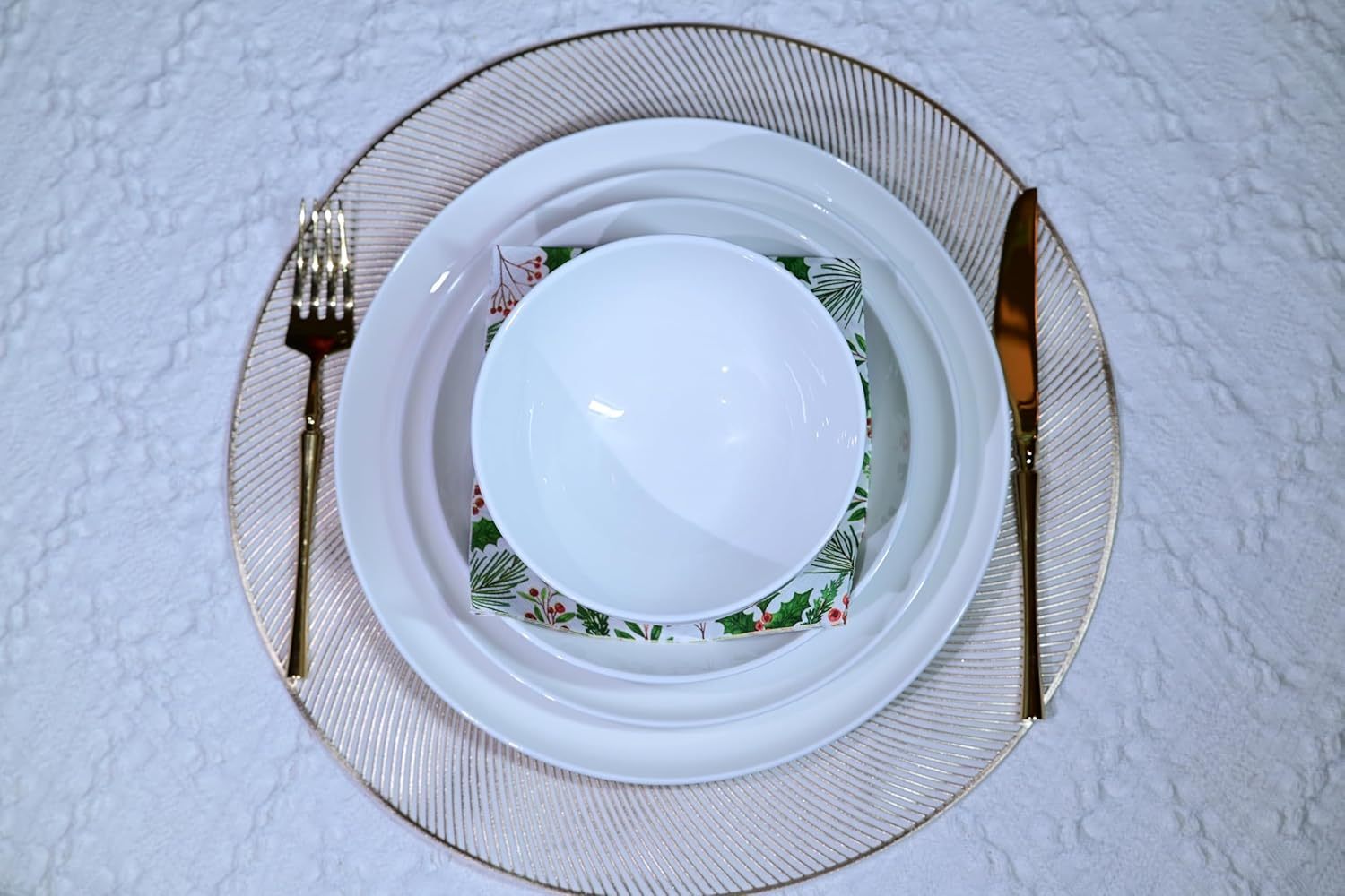 Jasmine 16‑Piece Bone China Dinnerware Set – Elegant White Service for 4, Microwave & Dishwasher Safe
