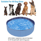 Foldable Pet Swimming Pool – 160×30 cm Heavy-Duty PVC Splash Pool for Dogs & Cats