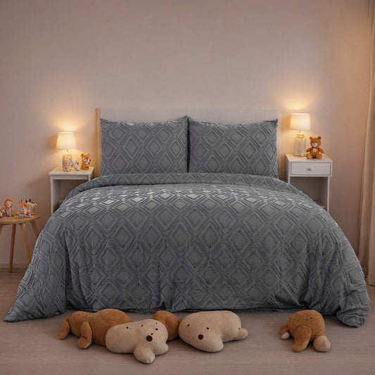 Bohemian Tufted Quilt Cover Set – 3-Piece Premium Bedding with Cut Flower Design, Soft & Machine-Washable, No Shrinkage